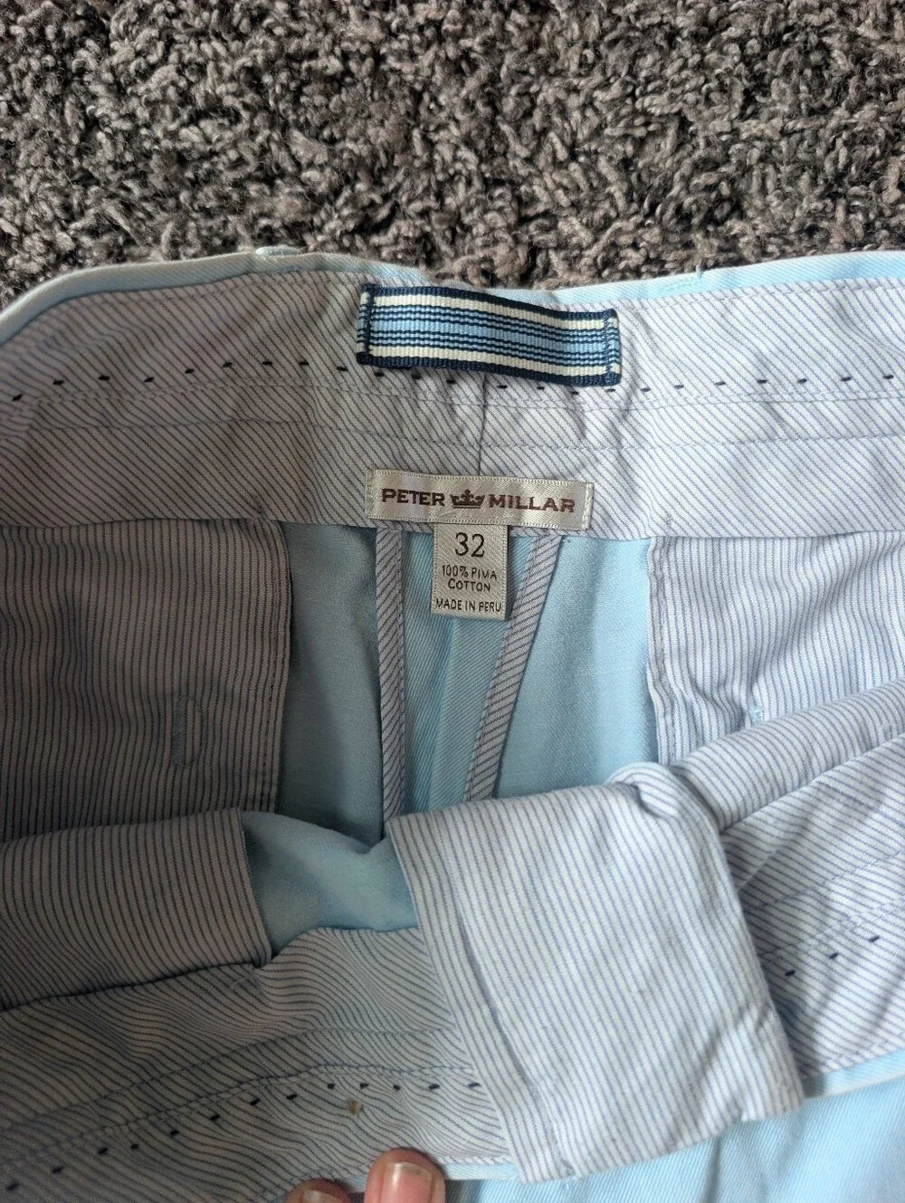 Peter Millar Light Blue Flat-Front Cotton Shorts